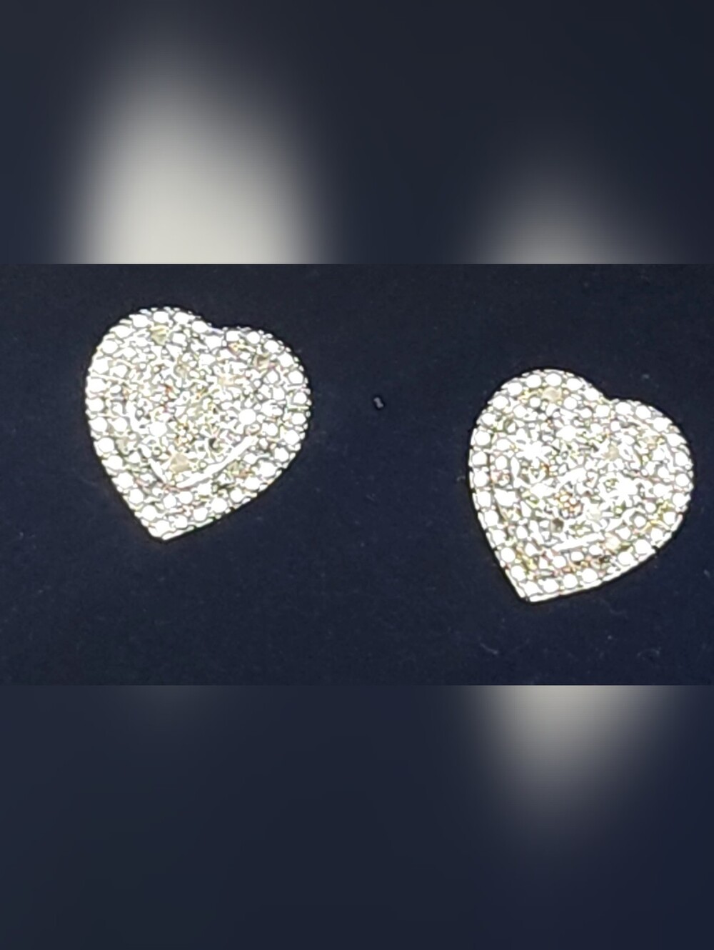 EFFY 925 Sterling Silver Genuine Diamond Pave Heart Stud Earrings